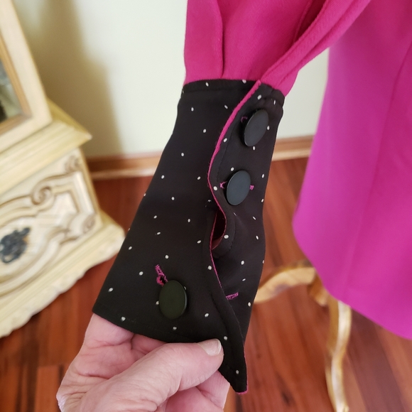 CHRISTIAN DIOR VINTAGE PINK & BLACK LONG COAT - Picture 5 of 14